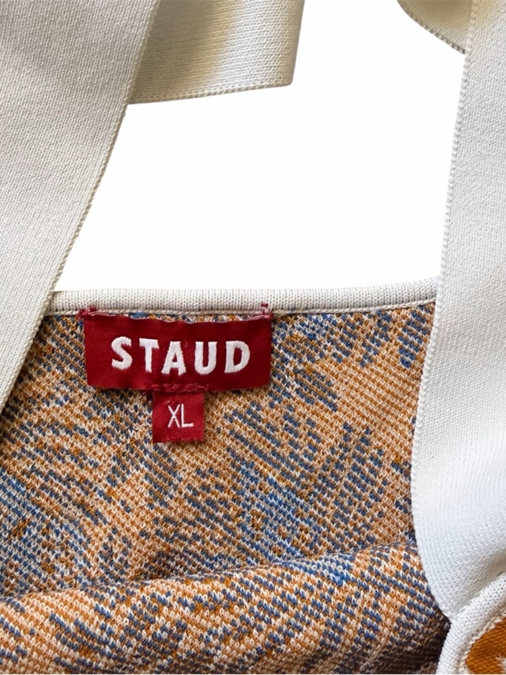 Staud Zola Sand & Sea Leaf Print Square Neck Cropped Knit Tank Top XL - Picture 5 of 7